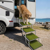 Foldable Pet Car Ramp Non-Slip 5 Steps Dog Stairs Compact Foldable Dog Steps for Dogs, Travel