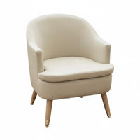 Modern Minimalist Design Upholstered Armchair with Wooden Legs Curved Backrest Lounge Chair Wide Cushioned Seat Home Seating Ergonomic Design for Apartment Dwellers, Interior Decorators, Living Room, Bedroom, Small Areas, Reading Nook