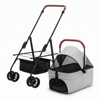 Folding Pet Stroller Zipper Closure Animal Transport Easy to Fold