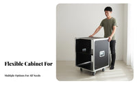 Heavy Duty KTV Sound System Cabinet Heat Dissipation Design Rolling Audio Equipment Cabinet Locking Casters Rolling Equipment Rack Lockable Transparent Door for DJs, Musicians, Studio, Stage, Home Theater