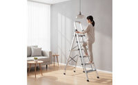 Foldable Ladder with Wide Steps Anti-Slip A-Shaped Ladder Sturdy Step Stool Space-Saving for Homeowners, Renters, Home, Kitchen, Closet