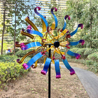 Double Layer Wind Rotator Bright Colors Metal Wind Rotator Quiet Rotating Ornament for Courtyard