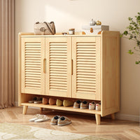 Wooden Footwear Organizer with Doors Solid Wood Frame Shoe Storage Cabinet Large Capacity Breathable Entryway Shelf Suitable for Homeowners Adults Foyer Home Decoration