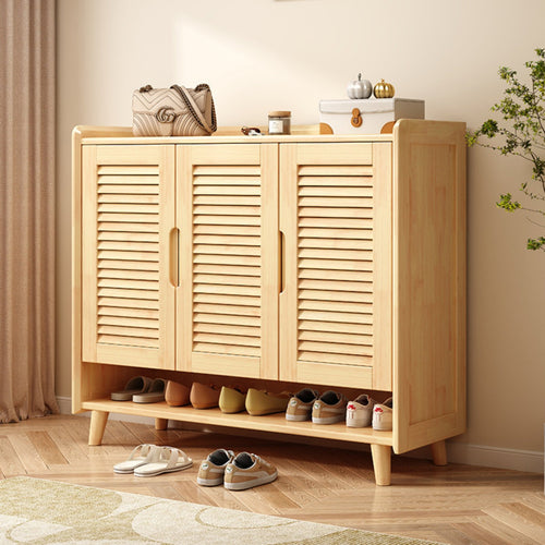 Wooden Footwear Organizer with Doors Solid Wood Frame Shoe Storage Cabinet Large Capacity Breathable Entryway Shelf Suitable for Homeowners Adults Foyer Home Decoration