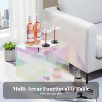 Iridescent Occasional Table Space-Saving Iridescent Cube Table Modern Aesthetic