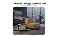 Upholstered Wood Frame Armchair Nordic Design Single Sofa Textured Upholstery Breathable Fabric for Readers, Living Room, Office