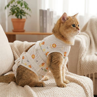 Cat Recovery Suit with Elizabethan, Post Surgery Cat Clothes, Snap Button Cat Spay Surgery Suit and Neuter Surgery Suit, Anti-Lick