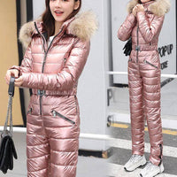 Women Ski Suit Women Jackets Winter Hooded Parka Jumpsuit Wo