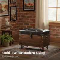 Vintage Barrel Ottoman Retro Design Storage Stool Multi-Functional Padded Seat for Business Owners, Parents, Bedroom, Entryway