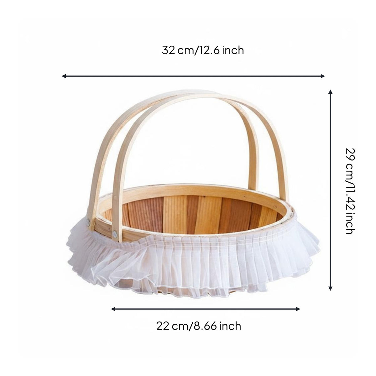 Wooden Flower Basket Decorative Fruit Hand Basket Handmade Style for Party Decoration
