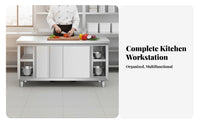 Easy to Clean Stainless Steel Work Table with Cabinet Rust Resistant Kitchen Work Table with Storage Spacious Worktop Commercial Kitchen Workbench Seamless Joining for Restaurant Owners, Homeowners, Workshop Employees, Hotel, Dining Hall, Warehouse
