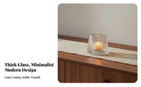 European Design Glass Candle Cup Aesthetic Design Glass Votive Holder Long-Lasting for Home Decorators, Homeowners, Living Room, Bedroom