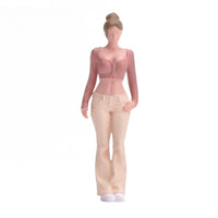 Hand-Painted Resin Figurine Bun hairdo 1/64 Scale Figurine Realistic Mini Woman Model