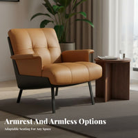 Single Sofa Chair Comfortable Seating Lounge Chair Faux Leather Cushion Contemporary Upholstery Suitable for Office Reception Living Room Cafe Guest Area