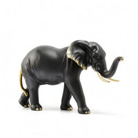 Elephant Figurine Gold Accented Elephant Statue Sculpted for Desktop, Office