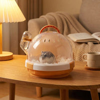 Portable Hamster Cage and Small Pet Carrier, Round Shape Travel Hamster Cage with Transparent Lid, Outdoor Use Small Pet Travel Carrier Case