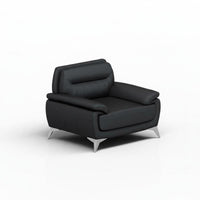 Modern Design 3-Seater Office Couch Minimalist Design 3Piece Black Lounge Set Professional Look Reception Seating Thick Cushions for Guests, Clients, Business Owners, Lobby