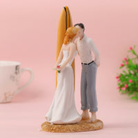 Wedding Cake Topper with surfboards Hand-Painted Adorno Para Pastel Boda Pintado a Mano Statue for Newlyweds
