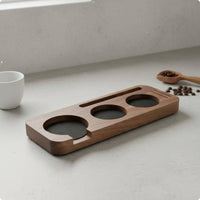 Walnut Tamper Station Solid Wood Coffee Tamping Stand Multi-Slot Design