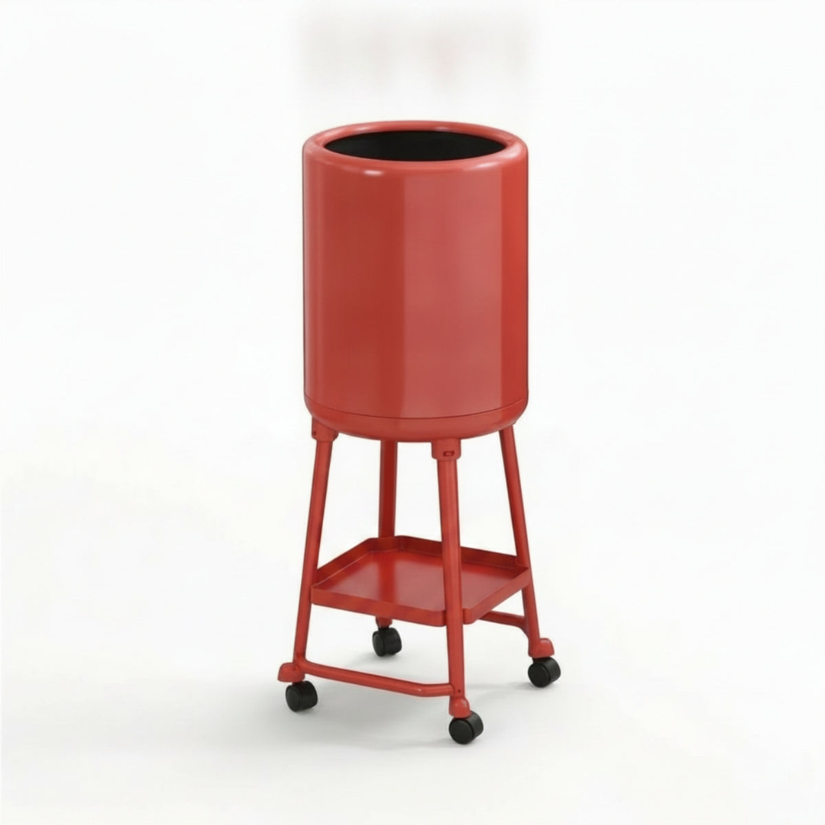 Rolling Bin with Shelf Slim Wastebasket Open-Top for Kitchen