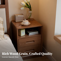 Multi-Storage Nightstand Walnut Finish Single-Drawer Cabinet with Shelf
