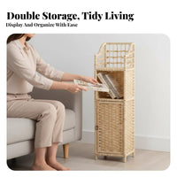 Woven Drum Table Multi-Functional Nightstand Space-Saving for Homeowners, Adults