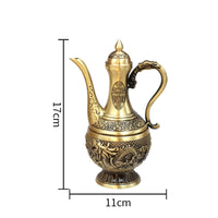 Beverage Ewer Ornament Brass-Colored Pitcher Embossed for Display Shelf