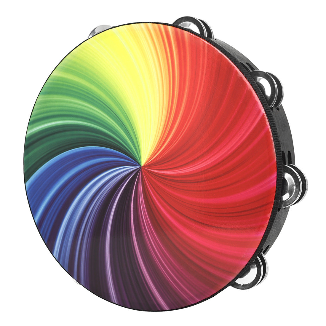10-Inch Hand Shaken Tambourine for Children, Double Row Colorful, Dance Exam Prop, Hand Drum