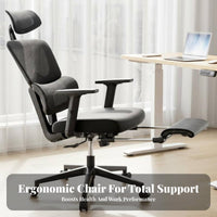 Adjustable Ergonomic rotating Chair spineing Ergonomic Mesh Chair with Headrest Flip-up Arms Retractable Footrest for players