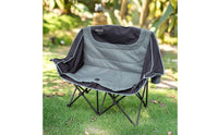 Two-Person Outdoor Lounge Chair Padded Double Camping Chair Foldable Camping Loveseat for Couples, Campers, Patio, Backyard
