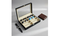 8 Compartment Sunglasses Box PU Leather Exterior 8-Compartment Sunglasses Storage Case Glasses Display Case Transparent Top