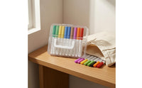 12 Pieces Carrying Handle Direct-Liquid Acrylic Markers Color Card Soft-Tip Acrylic Markers Bright Colors Paint Pen Set Organized Storage