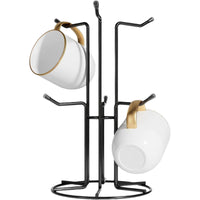 Wooden Rotating Coffee Cup Holder Rack for Living Room and Bar