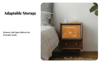 Single-Drawer Rattan Nightstand Minimalist Aesthetic Bedside Table for Students