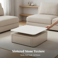 2-Tier Rotating Coffee Table Minimalist Design Rotating double-tiered Table Space-Saving Easy to Clean for residents