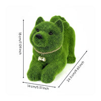 Dog Garden Figurine Outdoor Use Grass-Covered Dog Statue Bell Collar