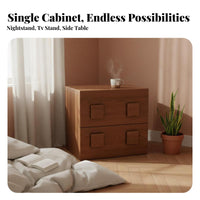 Stackable Slatted-Door Cabinet Retro Aesthetic Nightstand for Adults, Homeowners