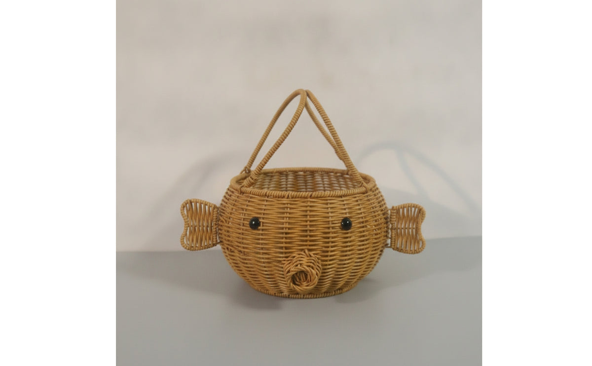 Handwoven Storage Basket with Handle | Portable, Imitation Rattan Basket, for Playroom