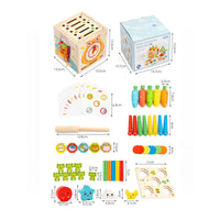 Parent Child Play 10 in 1 Game Box Educational Wooden Learning Cube Fine Dexterity Skills for Playroom
