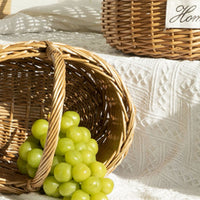 Handwoven Fiber Basket Rustic Basket with Handle Woven for Flower Arranging
