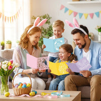 4 Pieces Hollow-out Bunny Card Bright Artwork Easter Greeting Card Value Pack Holiday Supplies for Families, Friends, Spring Celebration, Gift Giving