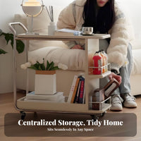 2-Tier Rolling Shelf Space-Saving Side Table Multi-Functional for Studio, Office