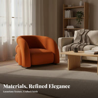 Scalloped Back Seating Group Modern Minimalist Design Household Furnishing Soft Teddy Fabric for Interior Designers, Homeowners