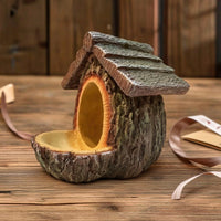 Hanging Bird Feeder Rustic Bird Feeder with Roof Portable for Yard, Patio