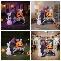 Skeleton Dog with Pumpkin Head Outdoor Inflatable Skeleton Dog Seasonal Outdoor Decoration