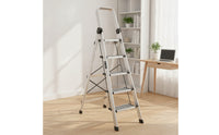 Foldable Ladder with Wide Steps Anti-Slip A-Shaped Ladder Sturdy Step Stool Space-Saving for Homeowners, Renters, Home, Kitchen, Closet