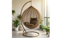 Freestanding Egg Chair with Stand Single-Person Hanging Egg Chair Heavy Duty Furniture Weather Resistant for Balcony