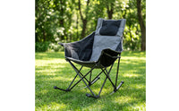Portable Rocking Camping Chair High-Back Foldable Rocker Reclining Rocking Chair with Armrests Heavy-Duty for Backyard