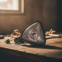 Triangular Motorcycle Headlight with Mounting Brackets Custom Motorcycle Headlight Assembly Sturdy high/low Beam for Motorcyclists