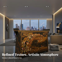 Chinese Design Entryway Cabinet Traditional Design Entryway Table Table Two Drawers Double Door Compartment for Hallway, Bedroom